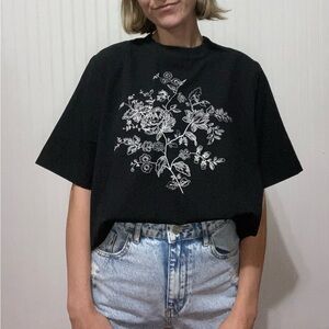 Vtg BonWorth embroidered floral top large